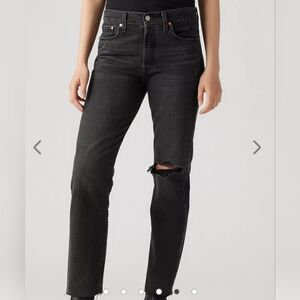 Levi's Wedgie Straight Black High Rise Women Jeans Sz 27 X 28 NWT Ankle Dustress